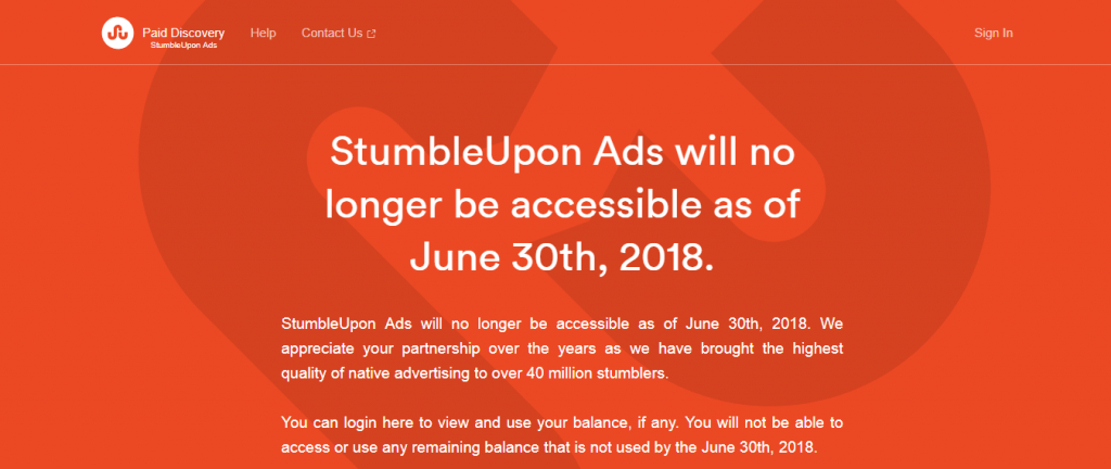 image of stumbleupon ads home screen