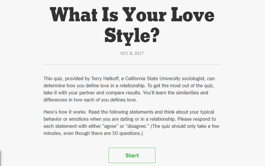 What's your love style interactive quiz