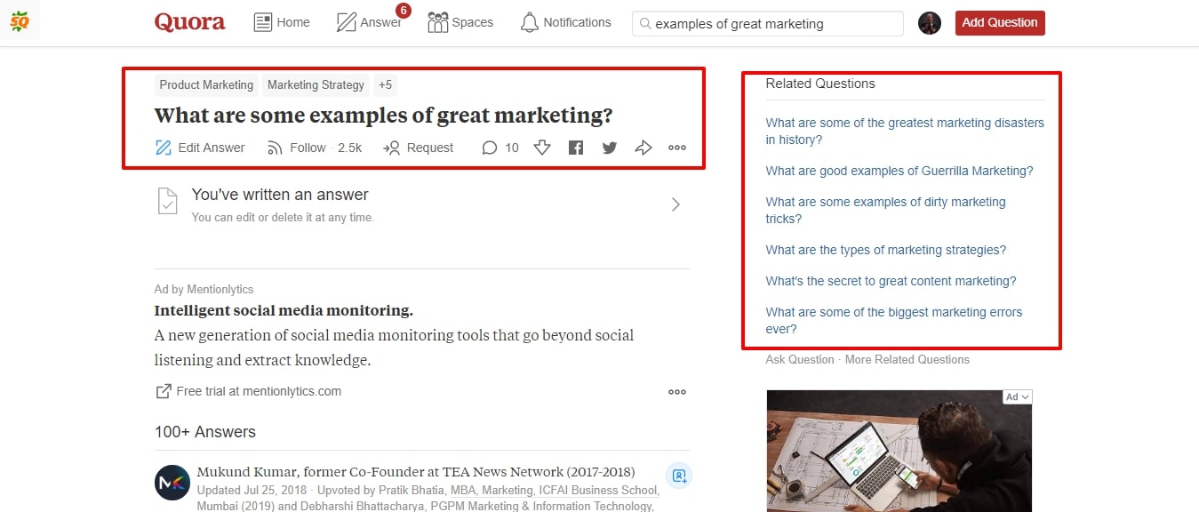 quora answer get readers