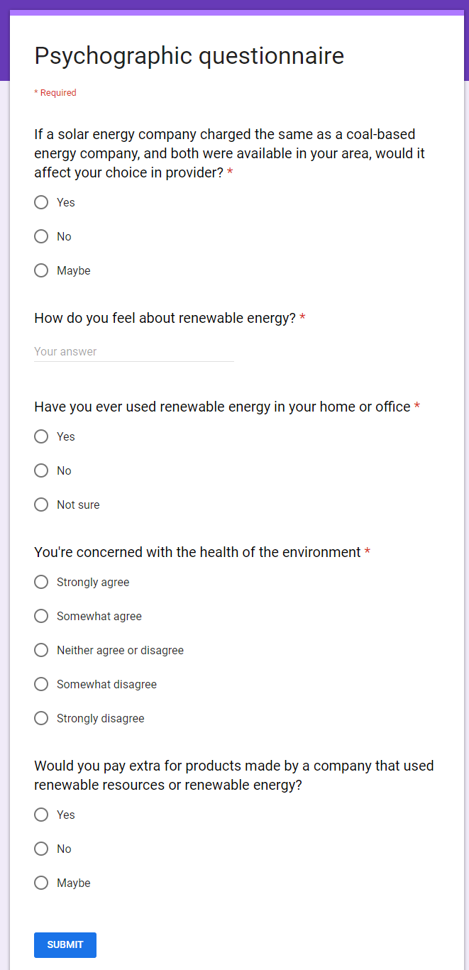 term paper questionnaire