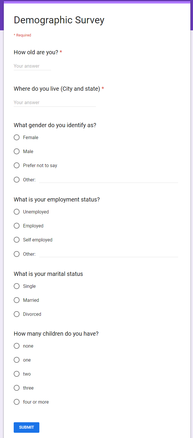 sociology survey examples