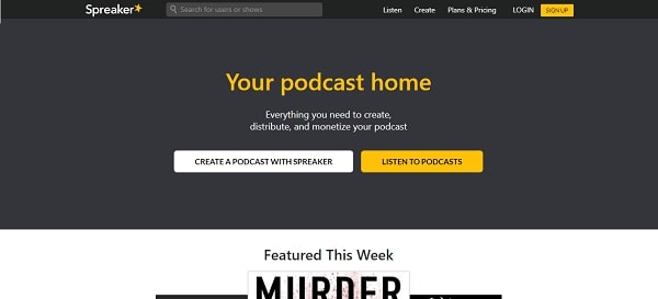 spreaker homepage