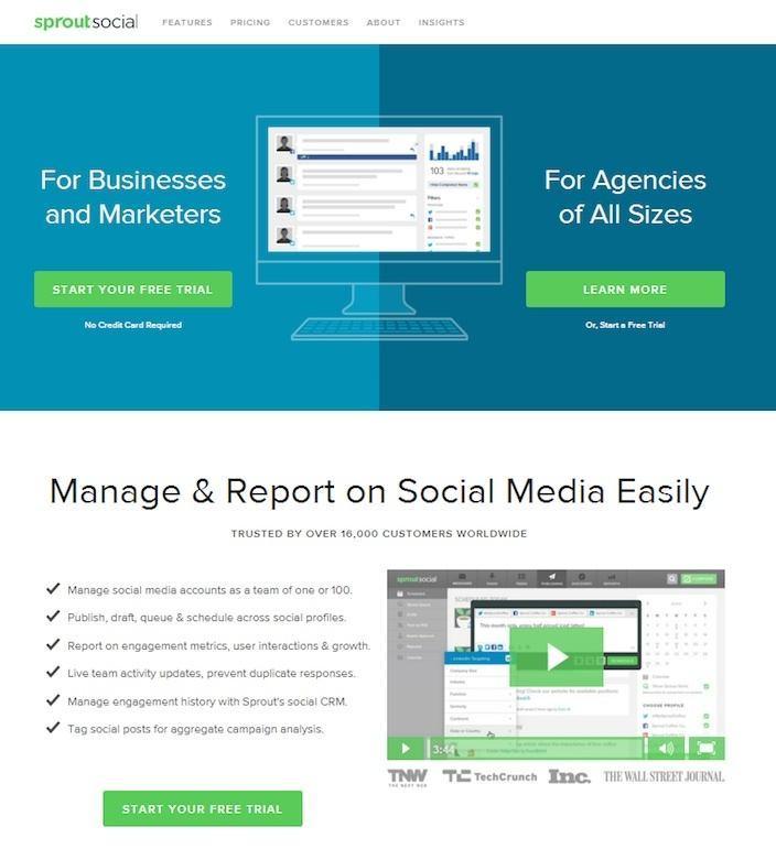SproutSocial example landing page