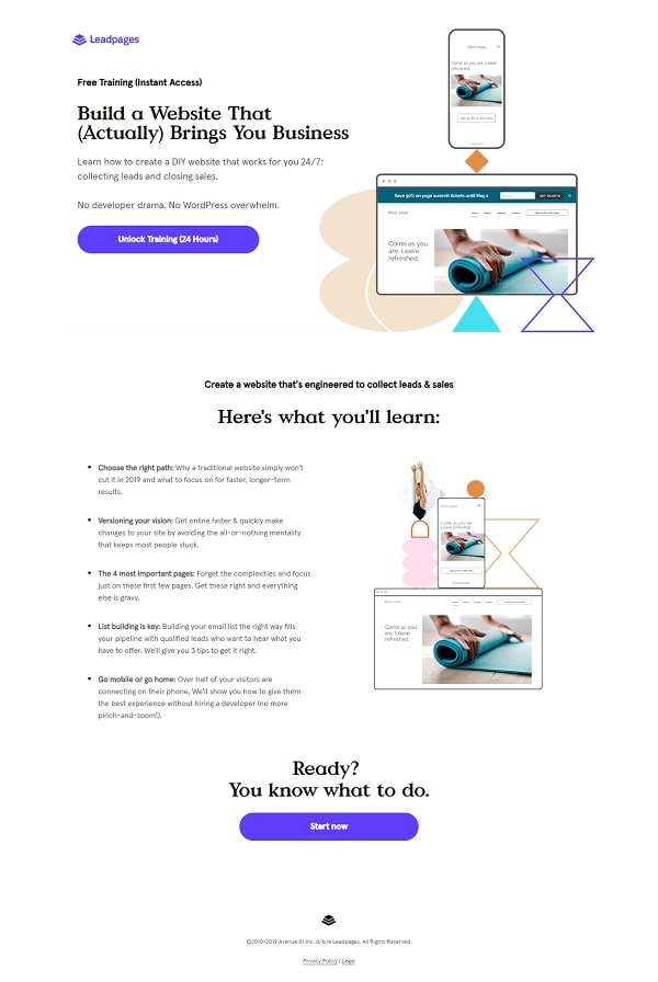 leadpages webinar landing page example