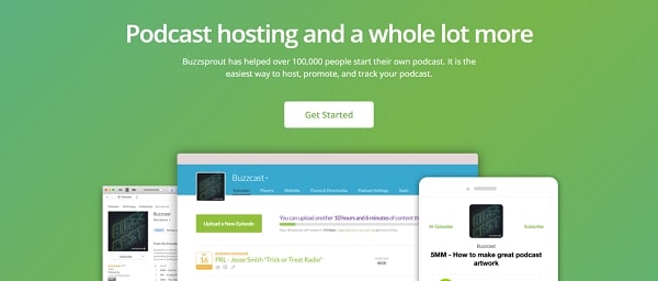 Buzzsprout podcast hosting homepage