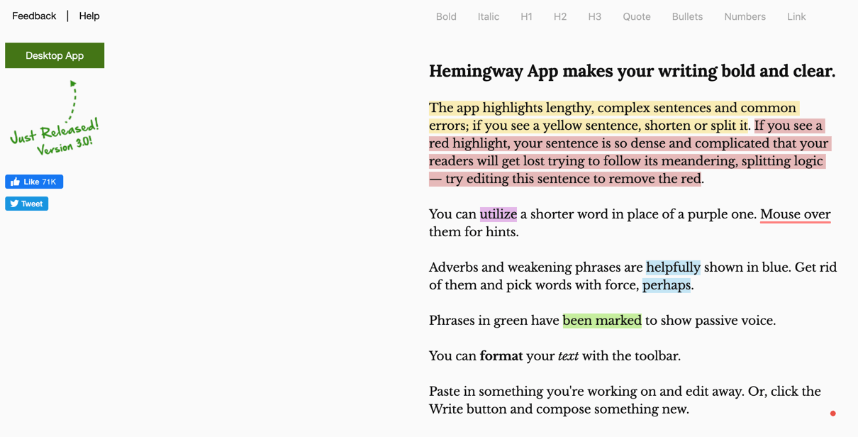 Hemmingway app