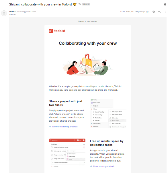 awareness email from todoist