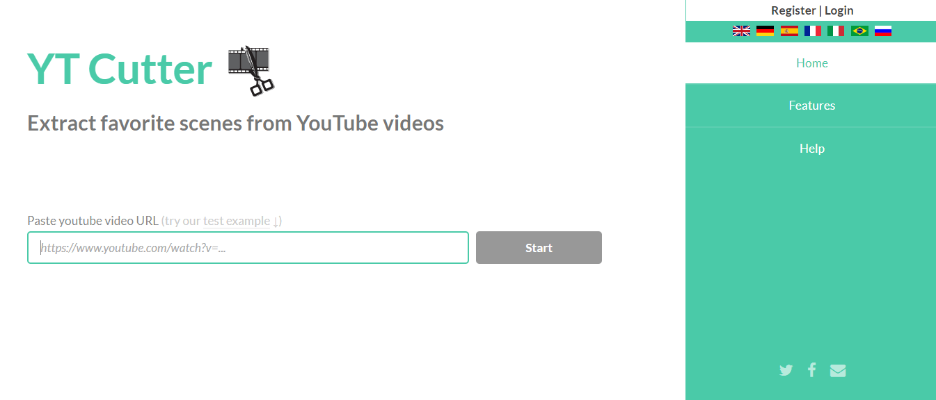 YT Cutter YouTube downloader homepage