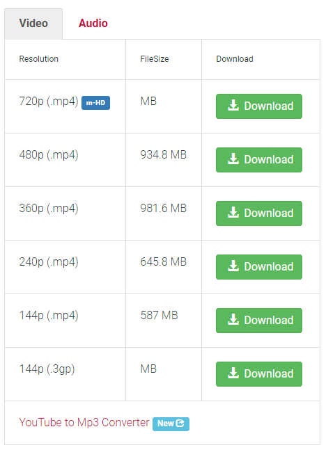 Using the Download tool to select the proper format