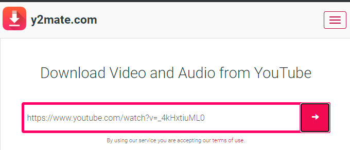 Y2mate YouTube download tool homepage