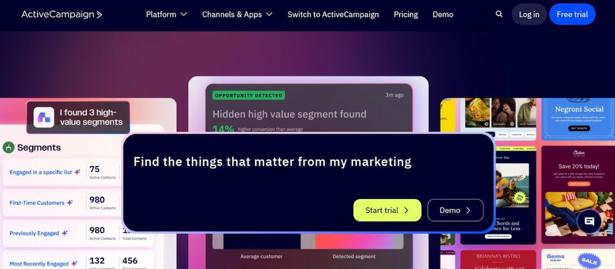 ActiveCampaign main page