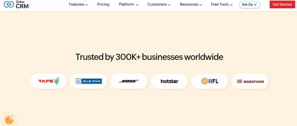 Zoho website